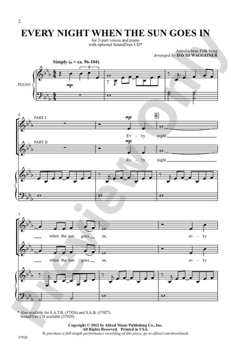 Every Night When The Sun Goes In Part Choral Octavo Digital Sheet