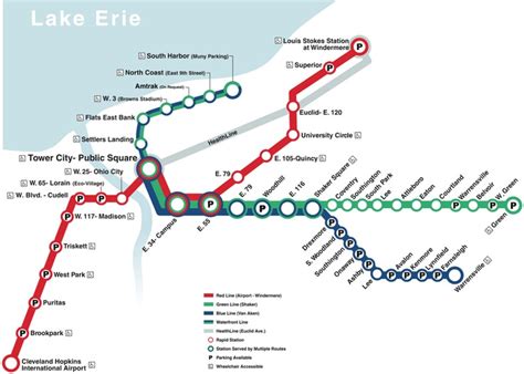 Cleveland rapid rail transit map. | Metro map, Map, Transit map