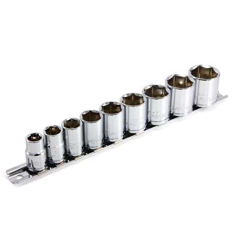 Powerbuilt Piece Inch Drive Sae Point Shallow Socket Set