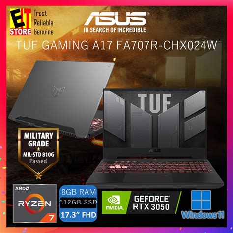 Asus Tuf A17 Fa707r Chx024w Gaming Laptop R7 6800h 8g Or 16gb Ddr5 512gb 17 3 Fhd 120hz 4gb