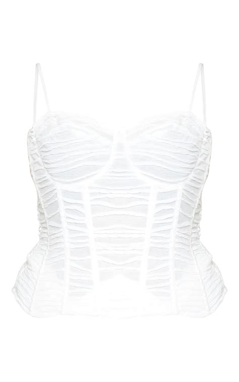 Plus White Structured Corset Top Plus Size Prettylittlething Usa