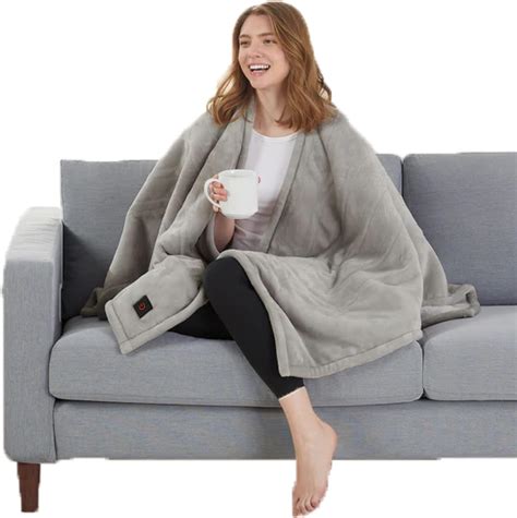 Brookstone Wearable Sherpa Lined Electric Heated Poncho