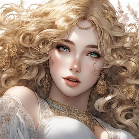 Premium AI Image Illustration Of Beautiful Female Face With Blonde Hair