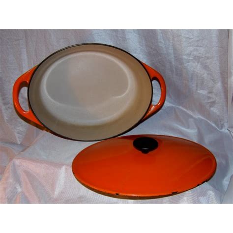 COCOTTE VINTAGE COUSANCES Marmite FONTE EMAILLEE ORANGE Modele 16 Au