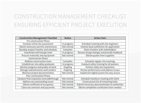 Construction Management Checklist Ensuring Efficient Project Execution