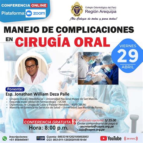 Manejo de Complicaciones en Cirugía Oral COPRA Arequipa Gestión 2022