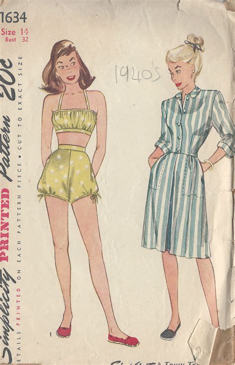 1945 Vintage Sewing Pattern B32 SKIRT JACKET SHORTS BRA R727