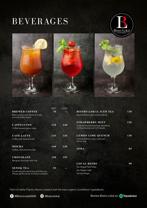 Menu At Bistro Lokal Restaurant Baguio