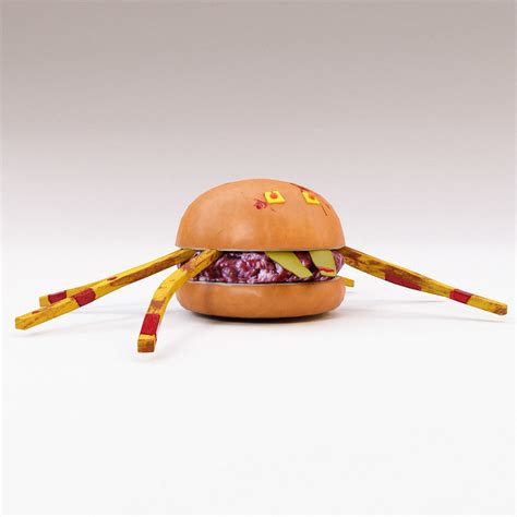 3D model Spider burger Halloween food low poly 3d model VR / AR / low ...