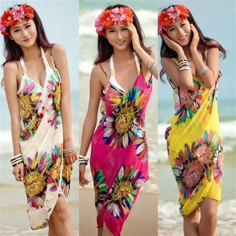 Women Beach Dress Sexy Sling Beach Wear Dress Sarong Bikini Cover Ups