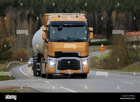 Salo Finland October Orange Renault Trucks T Semi Tanker