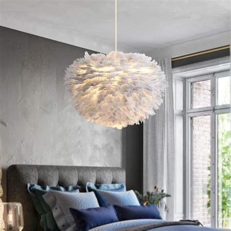 Lustre Salon Salle A Manger Plumes Blanches Lampes Suspension