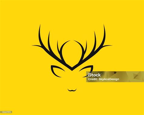 Tanduk Rusa Abstrak Dalam Warna Hitam Ilustrasi Stok Unduh Gambar