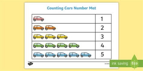 Counting Cars 1 5 Number Mat Teacher Made Twinkl