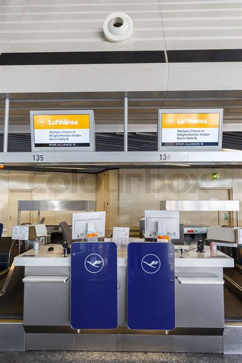 Lufthansa Check In Counter At Frankfurt Airport Fra Stock Image