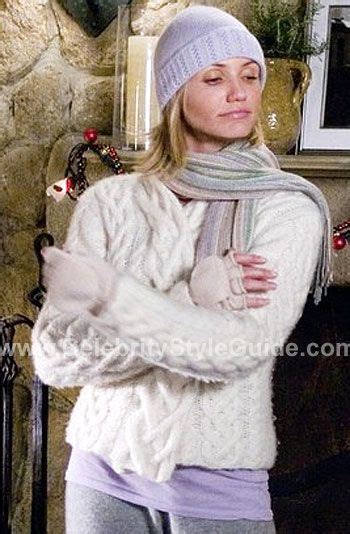 The Holiday Wearing Tse White Cable Knit V Neck Sweater Celebrity