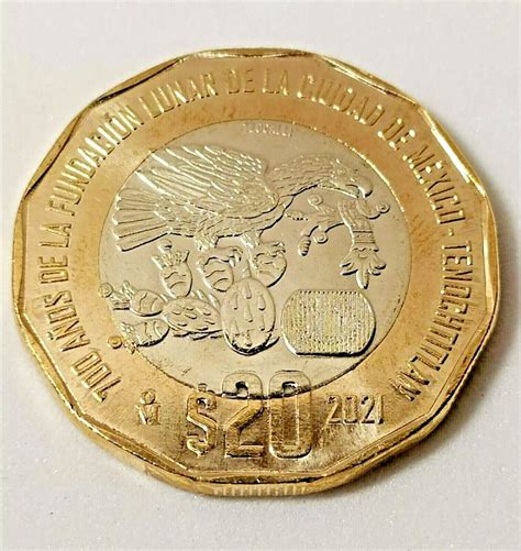 Pesos Conmemorativa A Os De La Fundaci N De Tenochtitlan Mexico