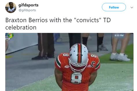 Miami WR Braxton Berrios Mimics a Convict During TD Celebration | News ...