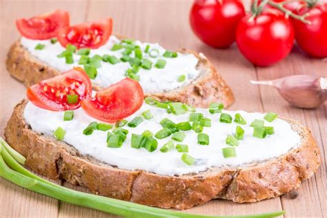 Two Sandwiches With Cream Cheese Stock Photo Image Of Closeup