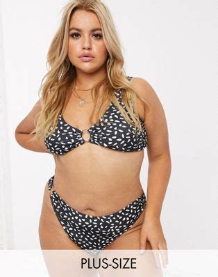 Unique 21 Hero Plus Abstract Spot Ring Trim Bikini Bottom ASOS