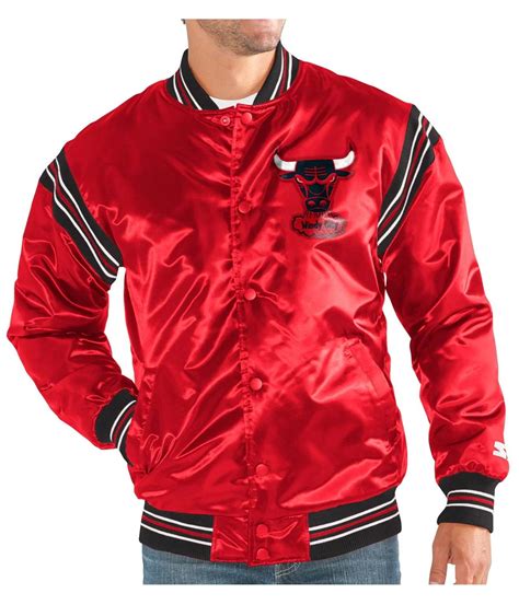 Nba Starter Red Satin Enforcer Chicago Bulls Windy City Jacket