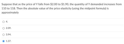 Solved Suppose That As The Price Of Y Falls From 200 To