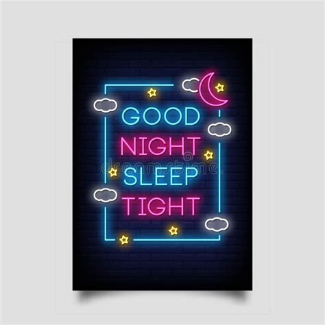 Good Night Sleep Tight Neon Signs Style Text Vector Stock Vector