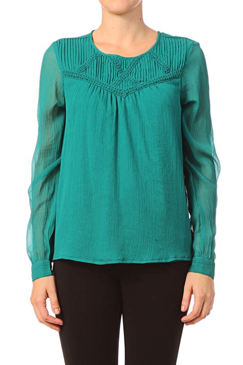 Vila Long Sleeve Top in Green | Lyst