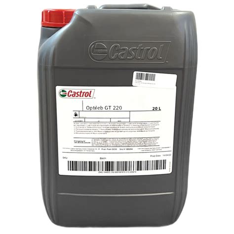 Castrol Optileb GT 220 Food machinery synthetic gear oil CLP 220, 20l ...