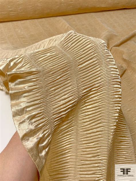 Italian Linear Ruched Pleated Lightweight Polyester Satin Champagne