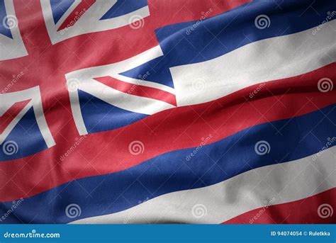 Waving Colorful Flag Of Hawaii State Stock Photo Image Of Northern