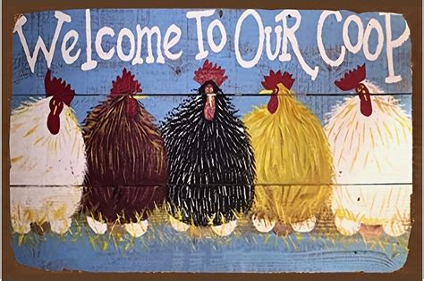 Funny Chicken Sign Metal Chicken Coop Tin Signs Welcome