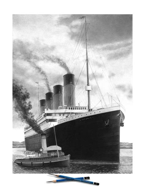 Titanic Ship Pencil Drawing