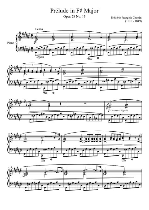 Prélude Opus 28 No 13 In F♯ Major Sheet Music For Piano Solo