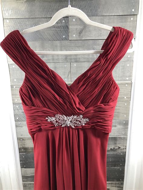 Allure Bridals Bridesmaid Dress Deep Red Long Gown Size Gryffindor