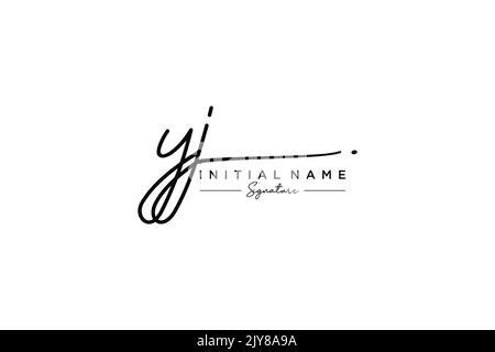 Vector De Plantilla De Logotipo De Firma Yj Dibujo A Mano De Letras De