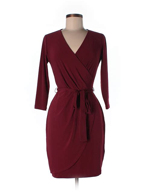 New York Clothing Co Solid Burgundy Casual Dress Size XS 68 Off