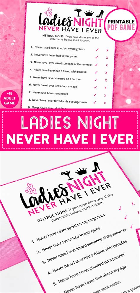 Ladies Night Games Never Have I Ever Printable Game Etsy Ladies Night