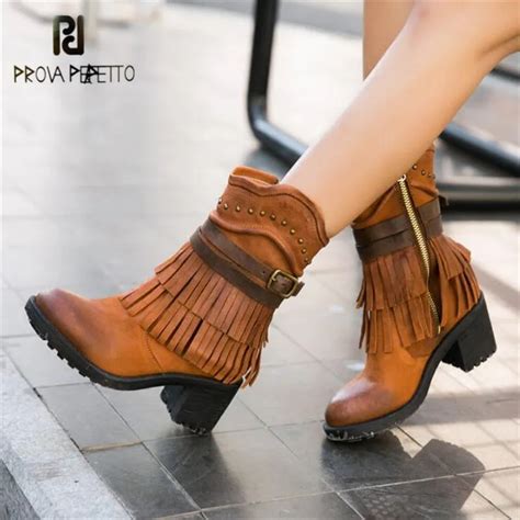 Prova Perfetto Botines Con Flecos Hechos A Mano Para Mujer Botas