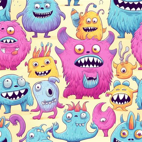 Premium Ai Image A Close Up Of A Bunch Of Cartoon Monsters With