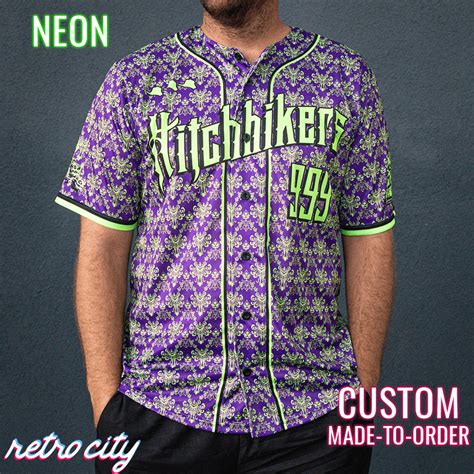 Haunted Mansion Ride Hitchhikers Full Button Baseball Fan Jersey Neo