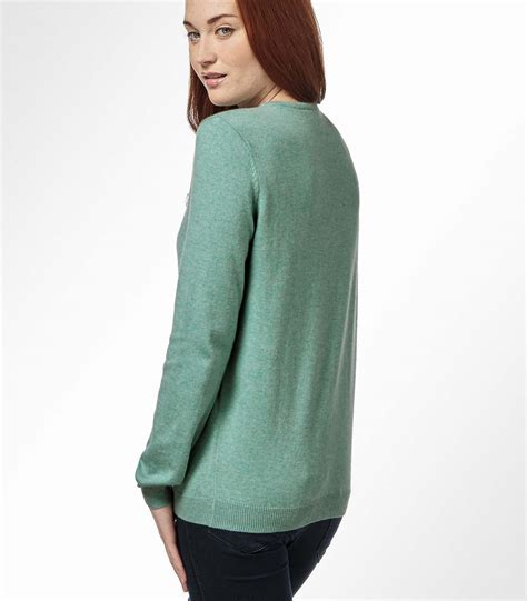 Aquamarine Womens Cashmere Cotton Crew Neck Jumper Woolovers Au