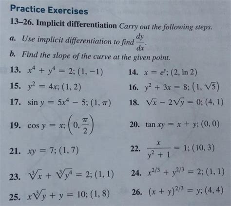 Solved Practice Exercises 13 26 Implicit Differentiation