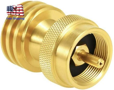 Propane Tank Adapter Hook Up 1lb Small Bottle To Gas Grill Bbq 100 Solid Brass Ebay