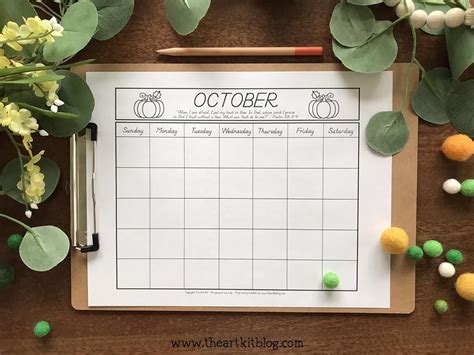 October Undated Monthly Calendar Coloring Page with Bible Verse {FREE ...