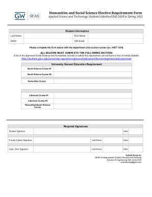 Fillable Online Humanities And Social Science Elective Requirement Form