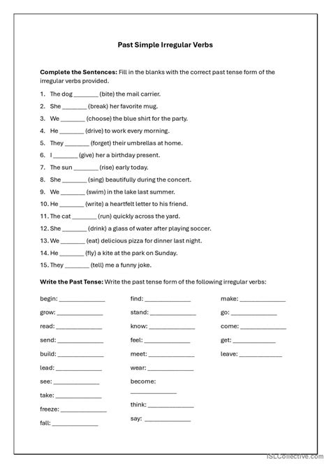 Past Simple Irregular Verbs General English Esl Worksheets Pdf Doc