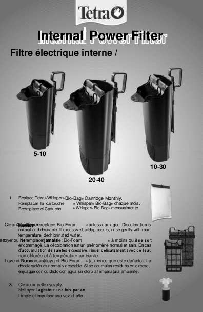 Tetra Whisper Internal Power Filter 5 10 Gallons Instructions For Use