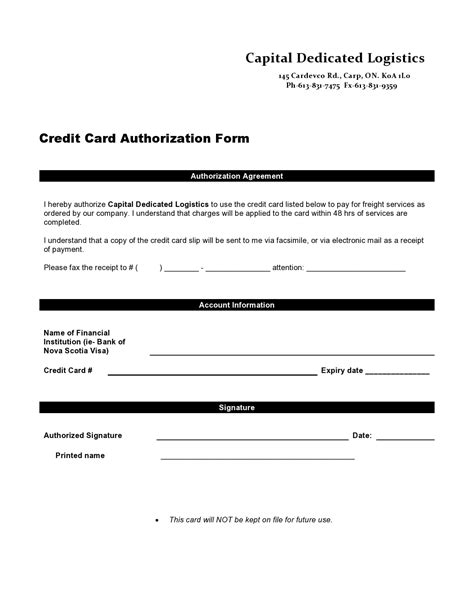 Best Credit Card Authorization Form Templates