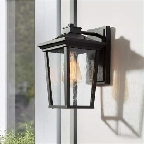 Lnc Transitional Light In Black Wall Lantern Sconce With Seeded